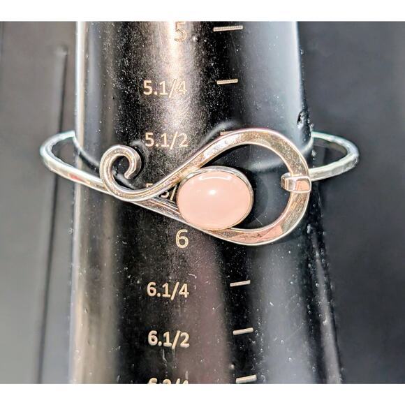 RLC Sterling Silver Rose Quartz Hook Clasp Bangle Bracelet - Picture 3 of 5